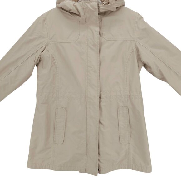 LL BEAN Women's Beige Hooded Jacket Zip Out Liner Size SMALL PETITE - Picture 2 of 11